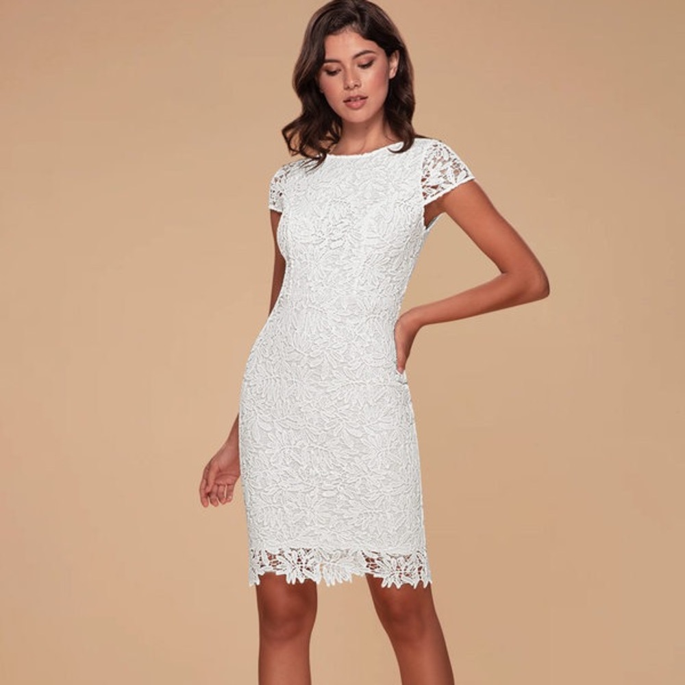 Blush Mark Heavenly Kiss White Lace Bodycon Dress size xs